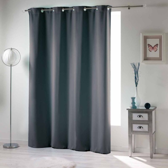 Rideaux occultant double face  a oeillets 135 x 240 cm uni Ardoise