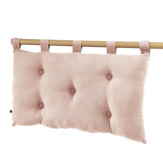 Tête de lit 5 boutons avec passants – 50 x 80 cm – Gaze de coton Gaïa Rose guimauve