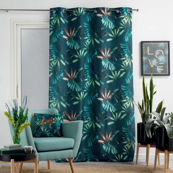 Rideau tamisant a oeillets 140 x 260 cm polyester Blue garden