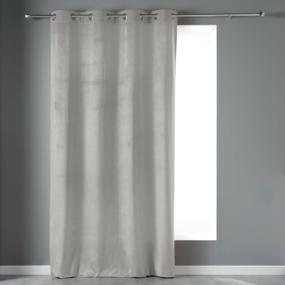 Rideau tamisant a oeillets 140 x 240 cm velours Velvetine Gris