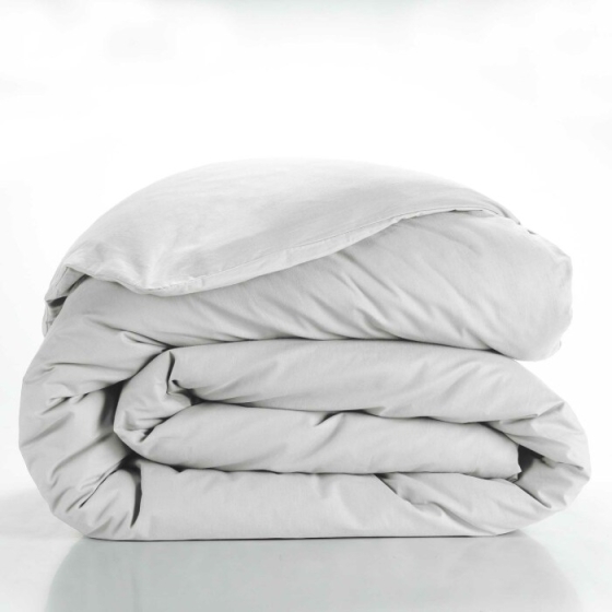 Housse de couette 2 personnes 240 x 220 cm uni 57 fils lina Blanc