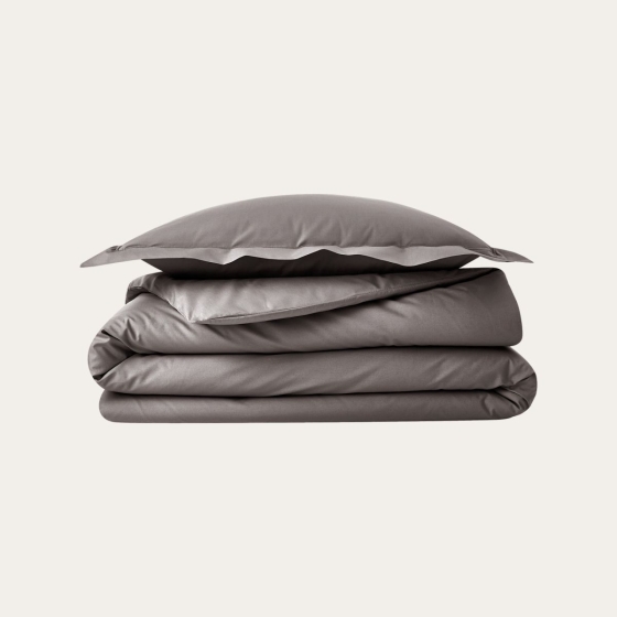 Parure de couette 240 x 220 cm + 2 taie 63 x 63 cm en percale de coton Acier