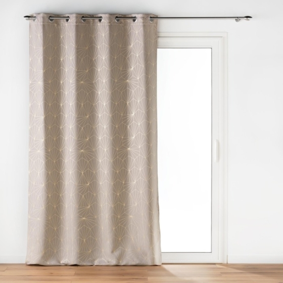 Rideau à Oeillets (140 x 260 cm) ECLAT Taupe, Occultant Imprimé Métallisé
