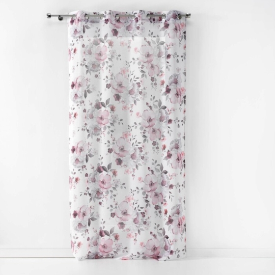 Panneau a oeillets 140 x 240 cm voile sable imprime velvet flower Blanc