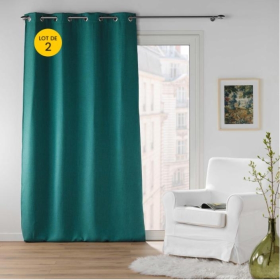 Lot de 2 rideaux épais 135 x 240 cm occultant jacquard Blake Bleu