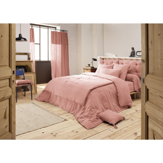 Housse de couette gaze de coton Luxe 260 x 240 cm Rose pêche