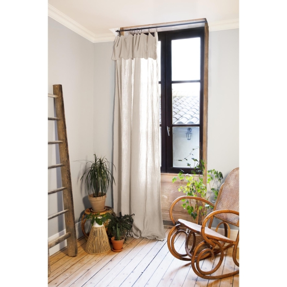 Rideau ajustable + 8 anneaux pince gaze de coton 140 x 300 cm gaïa pampa Naturel