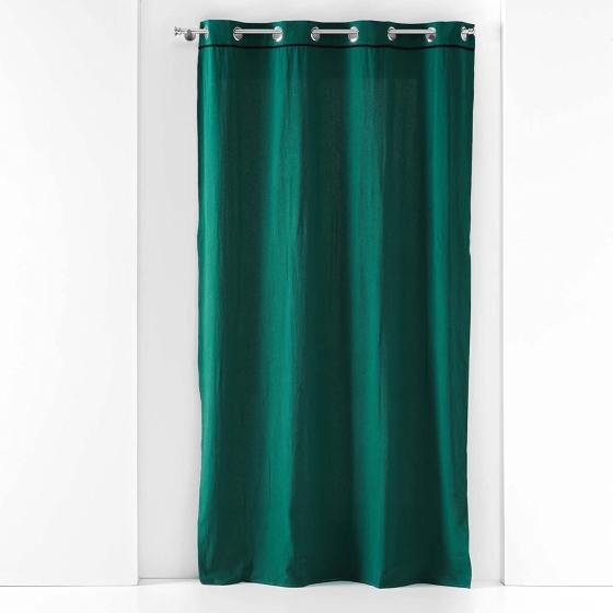 Rideau à oeillets 140 x 240 cm  Coton lavé Linette Emeraude