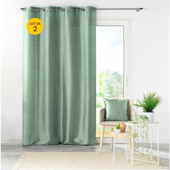 Lot de 2 rideaux effet soie 140 x 240 cm Shana Sauge