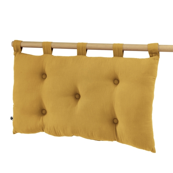 Tête de lit 5 boutons avec passants – 50 x 80 cm – Gaze de coton Gaïa Jaune safran