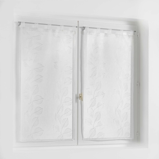 Paire droite passants 2 x 60 x 90 cm voile sable brode edenia Blanc