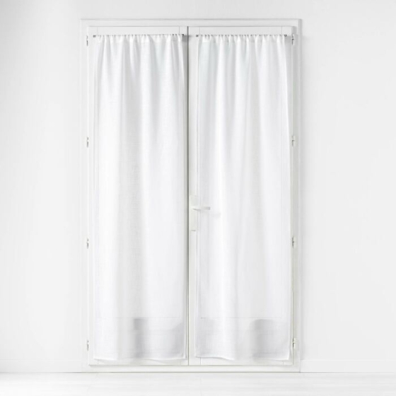 Paire droite passe tringle 2 x 70 x 200 cm effet lin tisse haltona Blanc