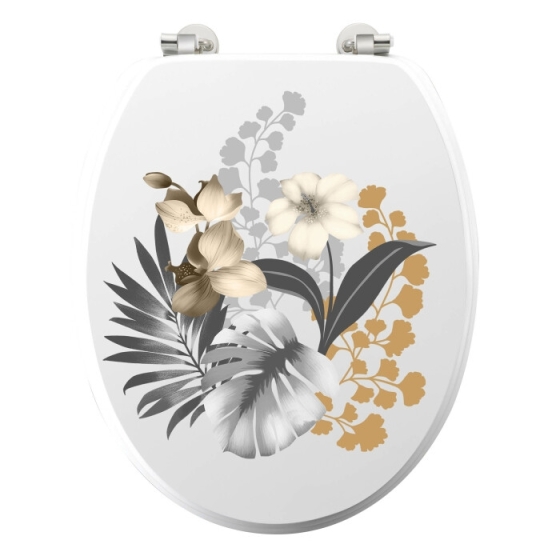 Abattant wc charnieres metal 37.5 x 46 cm mdf imprime kelly Blanc