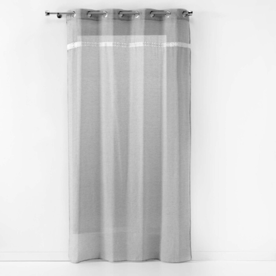 Panneau a oeillets 140 x 240 cm effet lin tisse fantaisie everest Gris