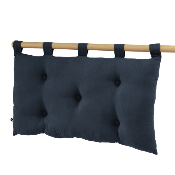 Tête de lit 5 boutons avec passants – 50 x 80 cm – Gaze de coton Gaïa Marine