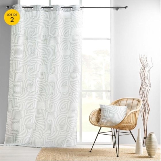 KLot de 2 Rideaux a oeillets 140 x 260 cm polyester imprimé Linea