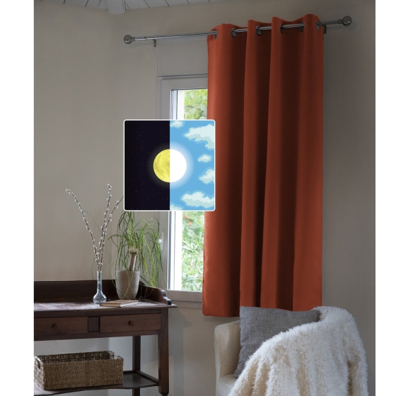 Rideau 100% occultant luxe spécial petites fenêtres 140 x 180 cm Obscure Terracotta