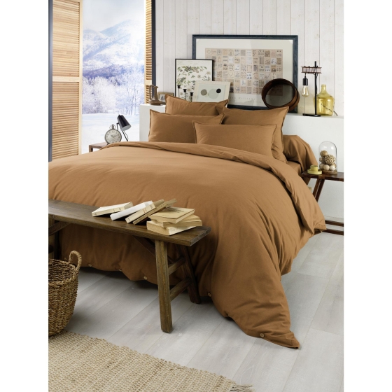 Housse de couette flanelle 240 x 220 cm candice camel Marron