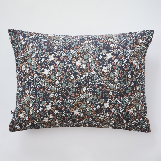 Taie d'oreiller 50 x 70 cm gaze de coton imprimée capucine minuit Bleu foncé