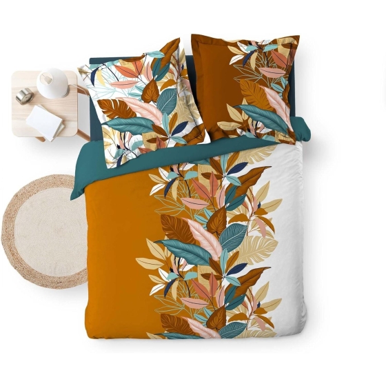 Parure de couette 240 x 220 cm percale de coton 78 fils imprimé Yucca-