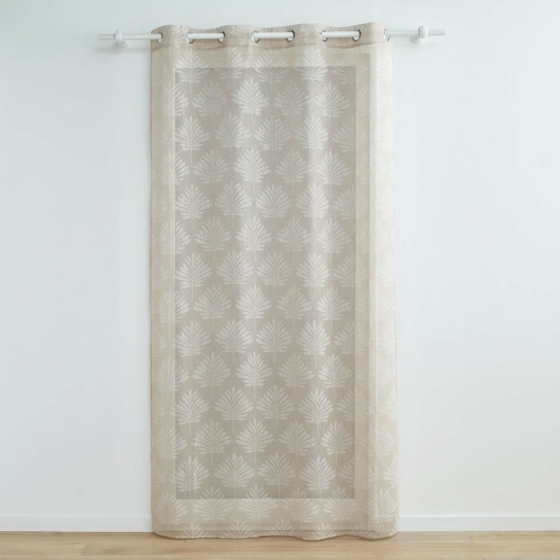 Voilage a oeillets 140 x 240 cm voile tissé appliqué Levita Taupe