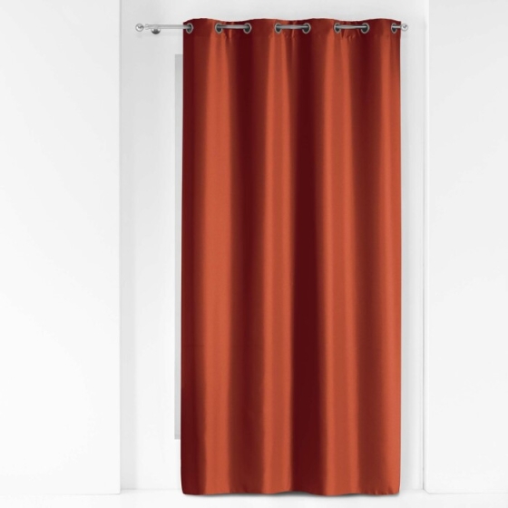 Rideau a oeillets metal 140 x 260 cm polyester uni essentiel Terracotta