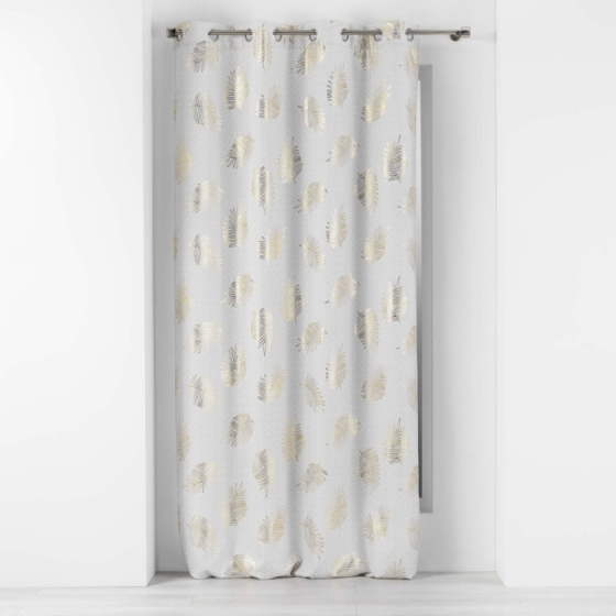 Rideau a oeillets 140 x 280 cm polyester imprime metallise sunny gold Sans