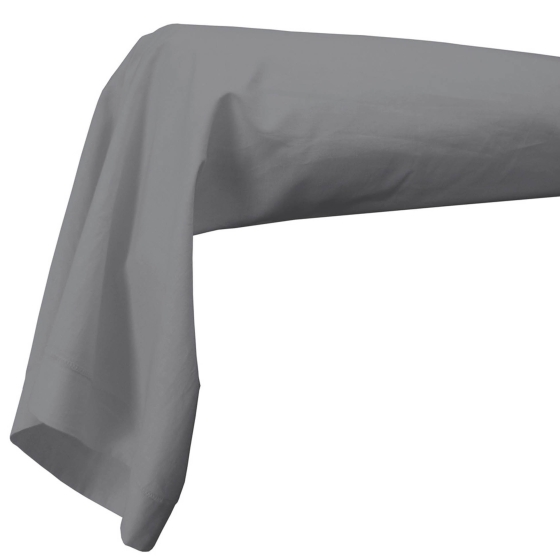 Taie de traversin 85 x 185 cm uni 57 fils lina  + point bourdon Gris souris