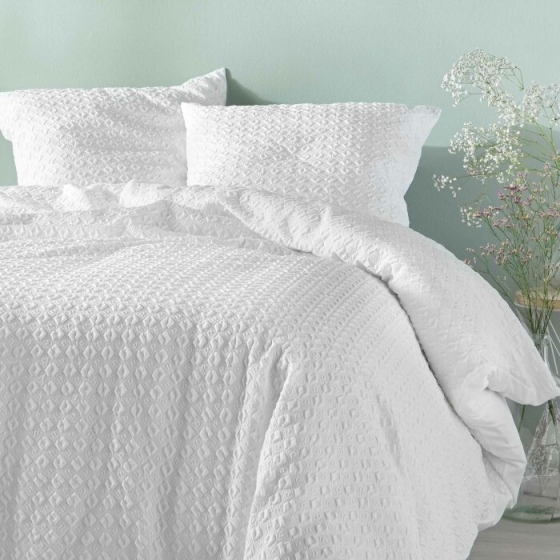 Housse de couette  240 x 220 cm microfibre gaufrée Litea Blanc