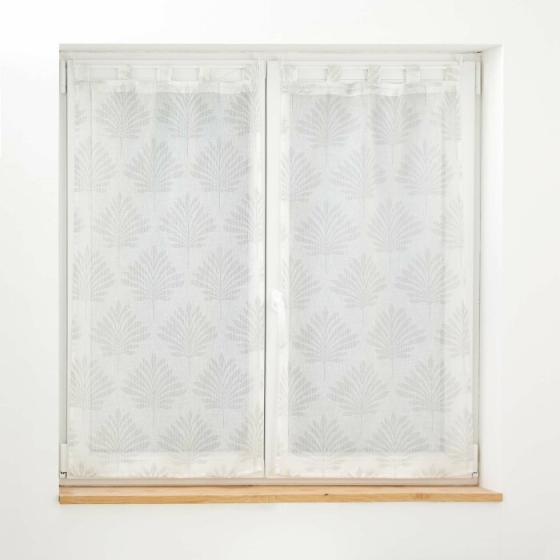 Paire droite passants 2 x 60 x 90 cm voile tisse applique levita Blanc