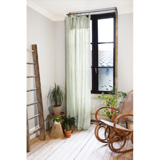 Lot de 2 rideaux 140 x 300 cm réglables double gaze de coton Vert d'eau