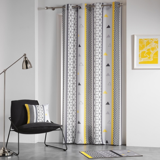 Rideau tamisant à oeillets 140 x 260 cm polyester Yellow mix