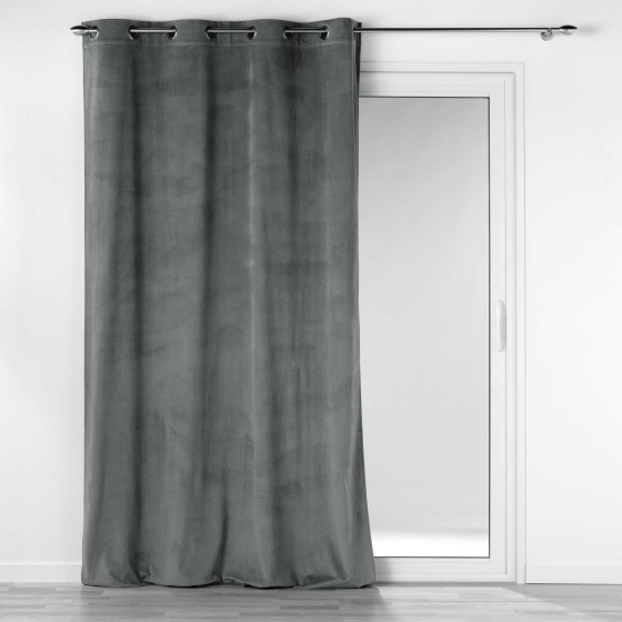 Rideau à oeillets 140 x 260 cm velours côtelé Casual Anthracite