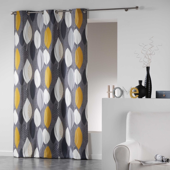 Rideau tamisant en coton 140 x 240 cm Leafy jaune