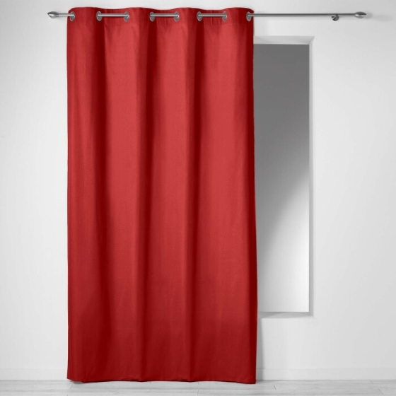 Rideau a oeillets 140 x 240 cm coton uni panama Rouge