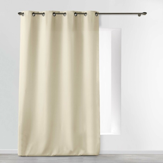 Rideau a oeillets metal 140 x 280 cm polyester uni essentiel Naturel