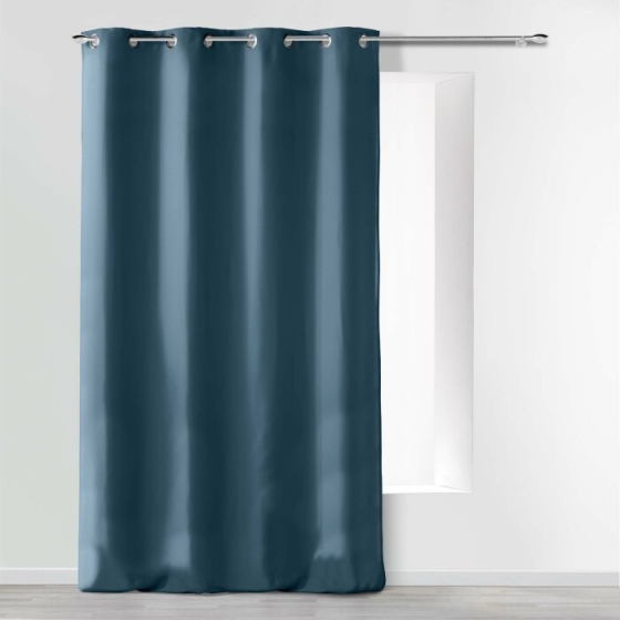 Rideau a oeillets 140 x 280 cm microfibre unie absolu Indigo