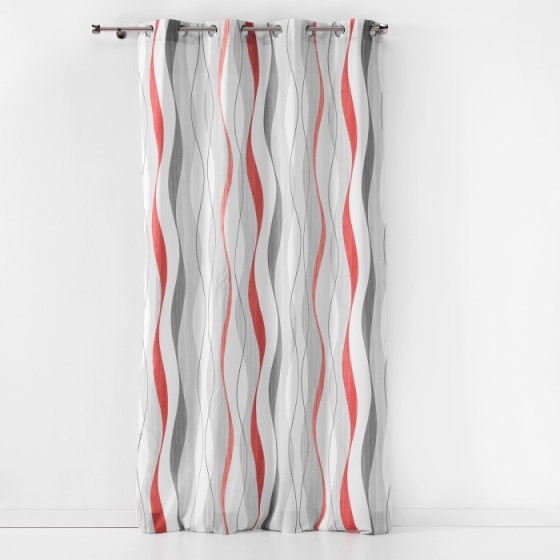 Rideau a oeillets 140 x 260 cm polyester imprime ondulys Rouge