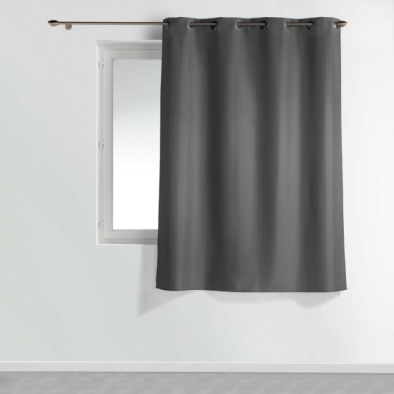 Rideau a oeillets metal 140 x 180 cm polyester uni essentiel Beton