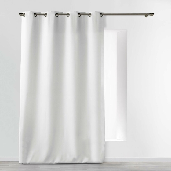 Rideau a oeillets metal 140 x 260 cm polyester uni essentiel Blanc
