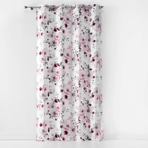 Rideau a oeillets 140 x 240 cm velours imprime velvet flower Blanc
