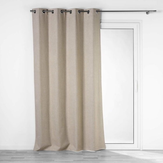 Rideau a oeillets 140 x 260 cm 100% occultant/chambray uni Crepuscule Beige