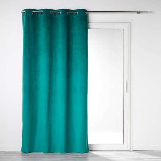 Rideau a oeillets 135 x 260 cm 100% occultant/velours uni velounight Emeraude