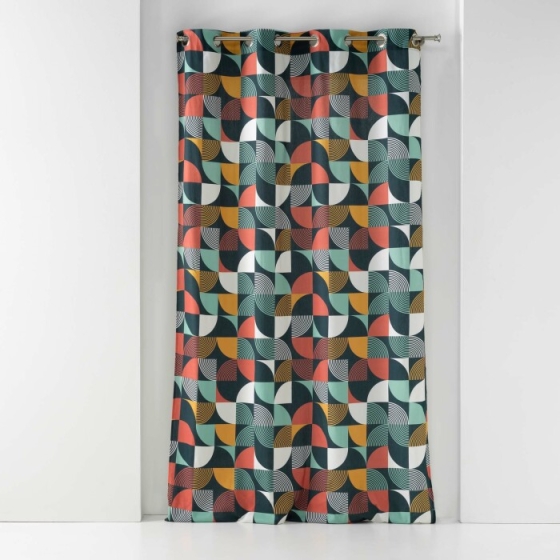 Rideau a oeillets 140 x 240 cm coton imprimé Rythmo Orange