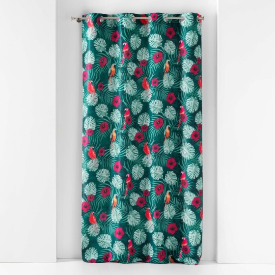 Rideau a oeillets 140 x 260 cm polyester imprime caracas Bleu
