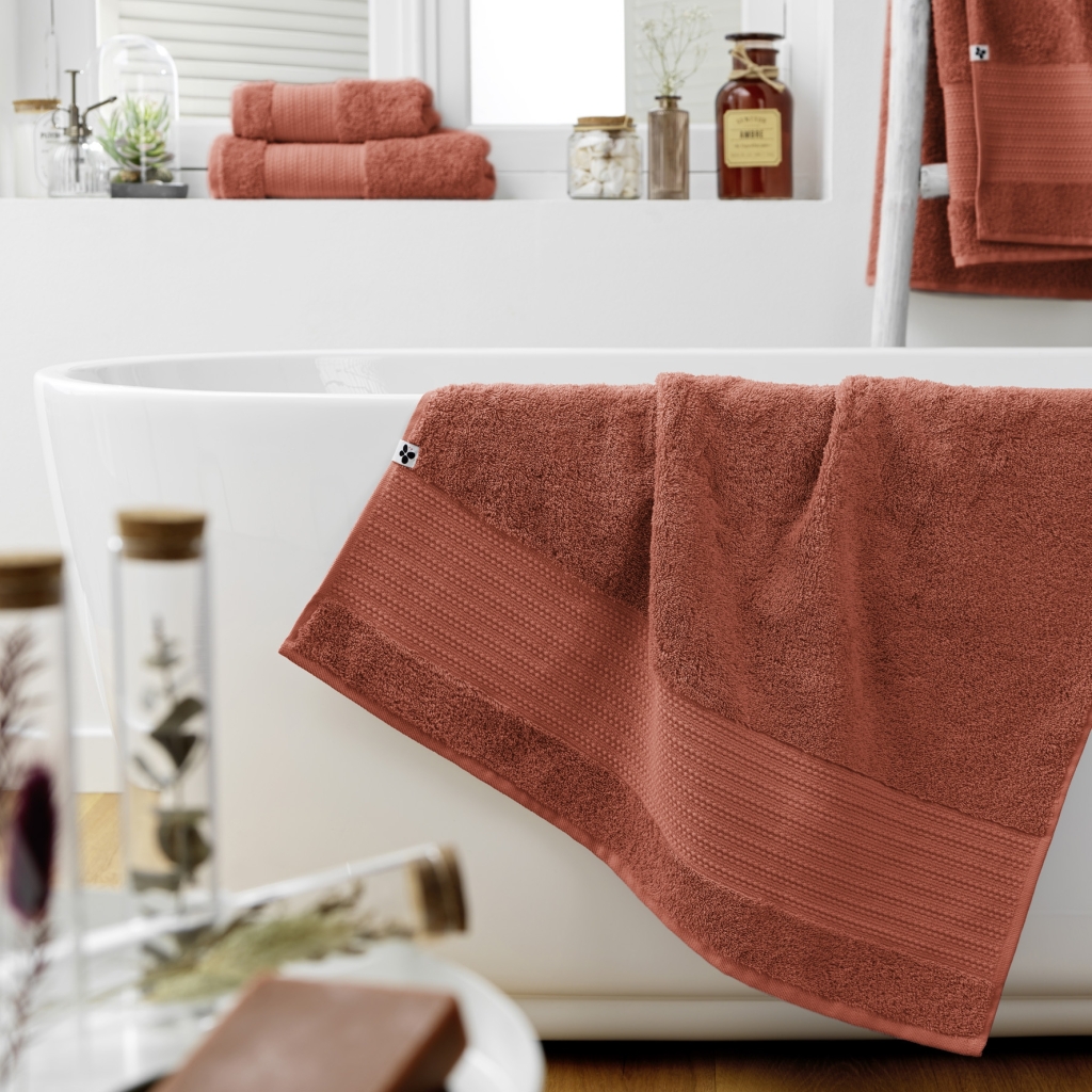 Drap de Douche 70 x 130 cm – Coton Épais 600 g/m² – Garance Terracotta
