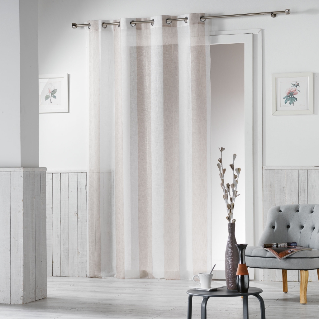 Voilage à Œillets 140 x 240 cm – Tissé Naturel Alia Beige