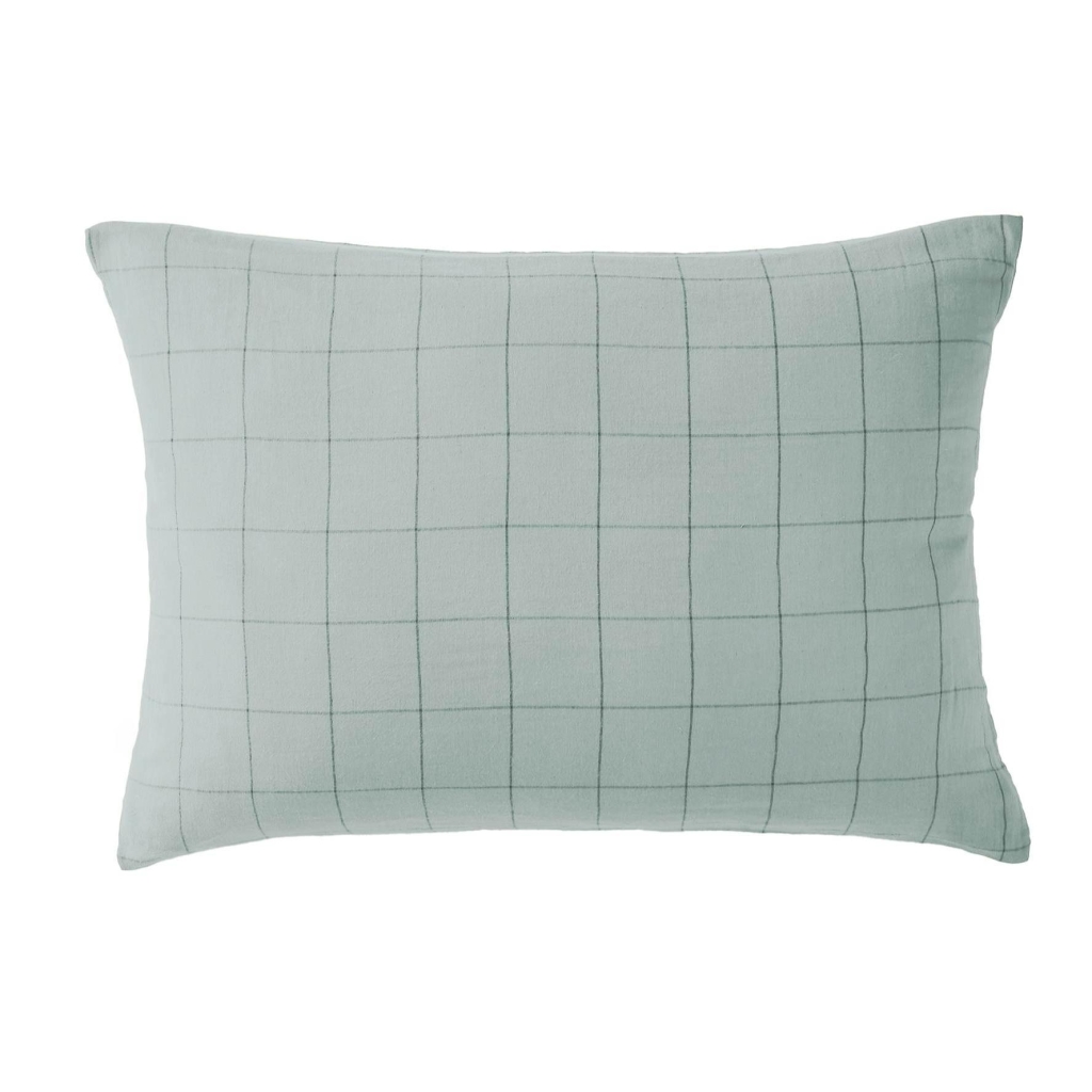 Taie d’Oreiller 50 x 70 cm – Gaze de Coton Tissée – Gaïa Match Eucalyptus