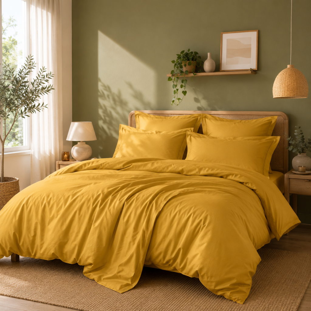 Housse de couette Percale de coton peigné 80 fils/cm²- 260 x 240 cm - Mangue