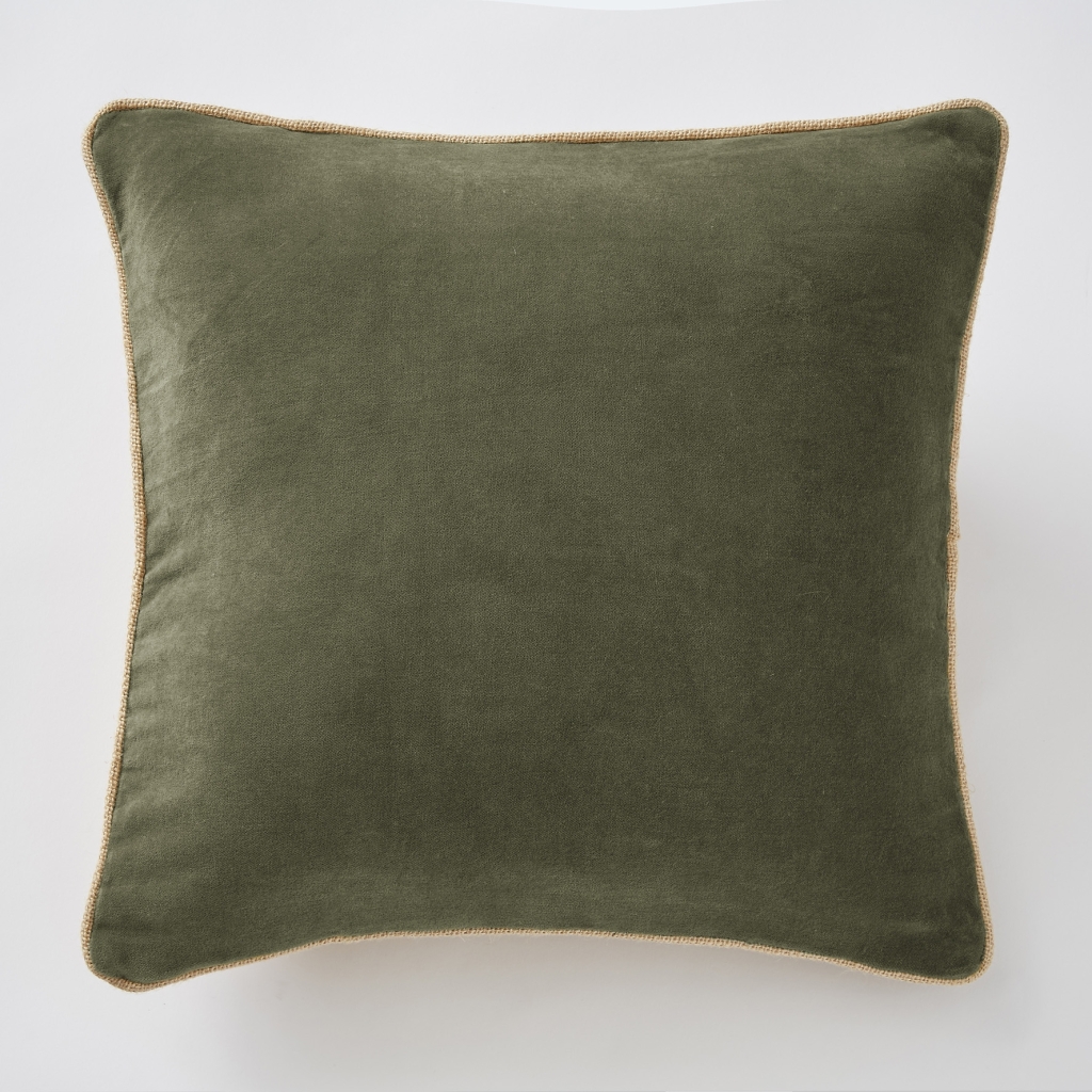 Coussin Déhoussable 45 x 45 cm – Velours de Coton César – Thym
